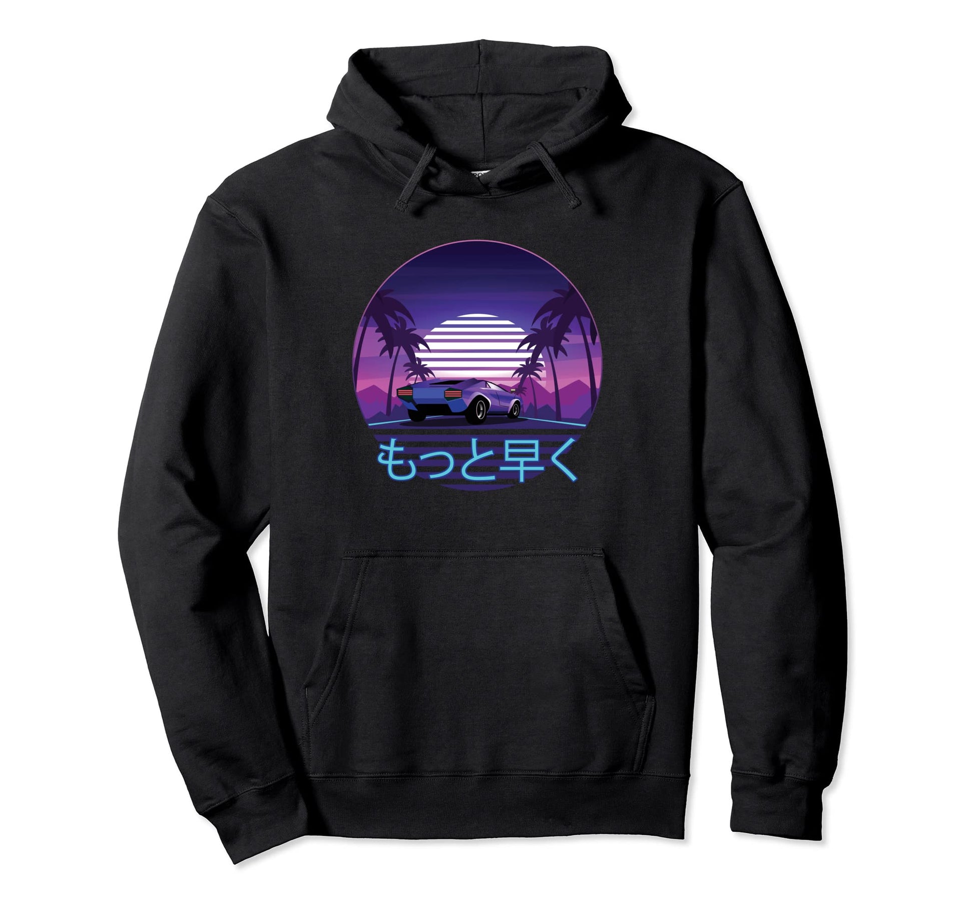 80S Sunset Vaporwave Aesthetic Japanese Hoodie - Graphic Print for Adults - T-Shirt, Sweatshirt, Hoodie