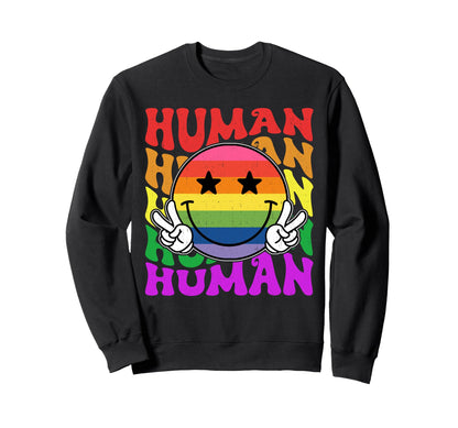 Human Rainbow Lgbt Peace Gay Sweatshirt - Casual Everyday Wear Men Women - T-Shirt, Sweatshirt, Hoodie