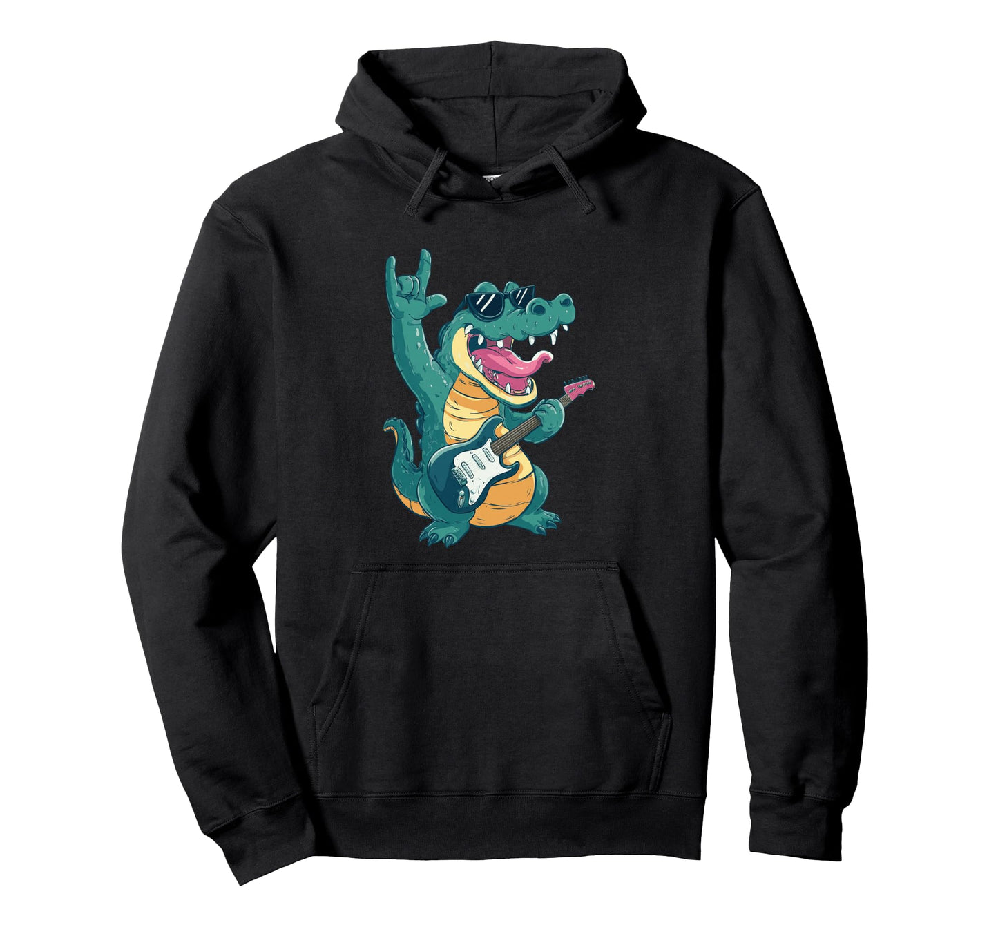 Funny Crocodile Rock Music Guitarist Hoodie - Unique Graphic Men Women - T-Shirt, Sweatshirt, Hoodie