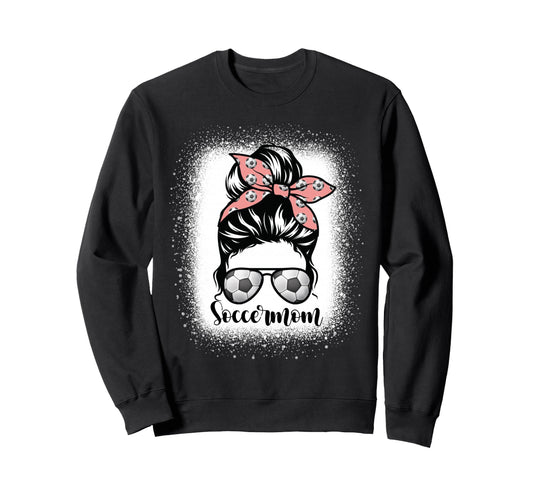 Soccer Mom Messy Bun Lovers Mother Sweatshirt - Graphic Print Unisex - T-Shirt, Sweatshirt, Hoodie