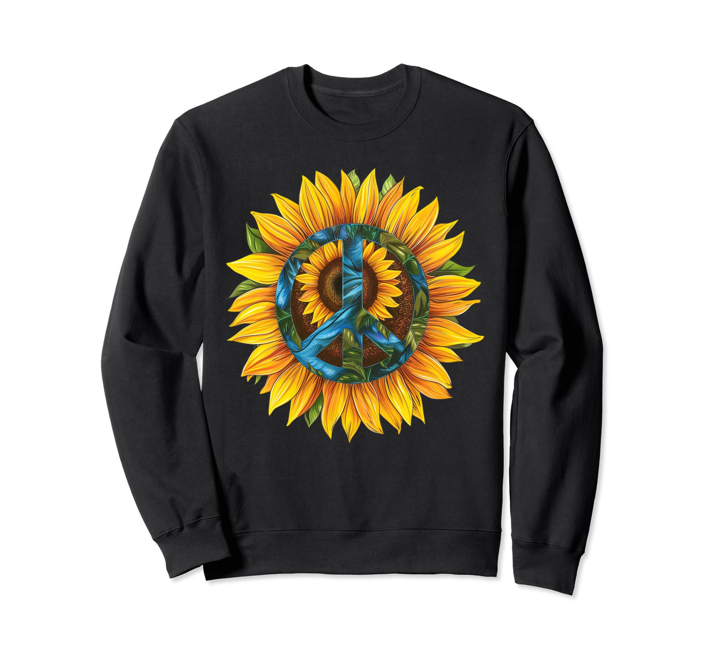 70S Hippie Sunflower Peace Sign Boho Sweatshirt - Graphic Print for Adults - T-Shirt, Sweatshirt, Hoodie