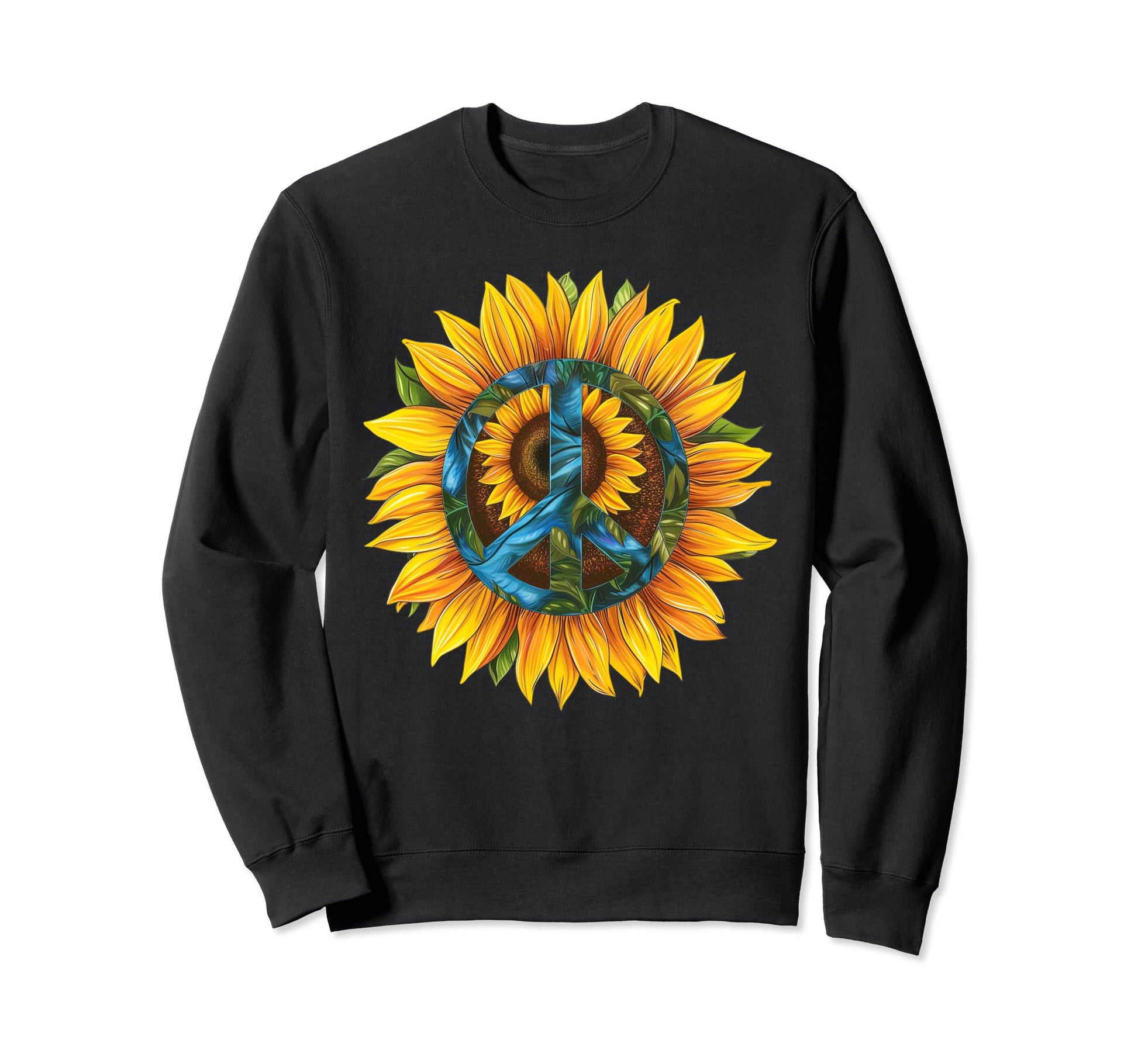 70S Hippie Sunflower Peace Sign Boho Sweatshirt - Graphic Print for Adults - T-Shirt, Sweatshirt, Hoodie