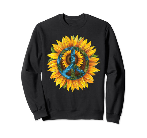 70S Hippie Sunflower Peace Sign Boho Sweatshirt - Graphic Print for Adults - T-Shirt, Sweatshirt, Hoodie