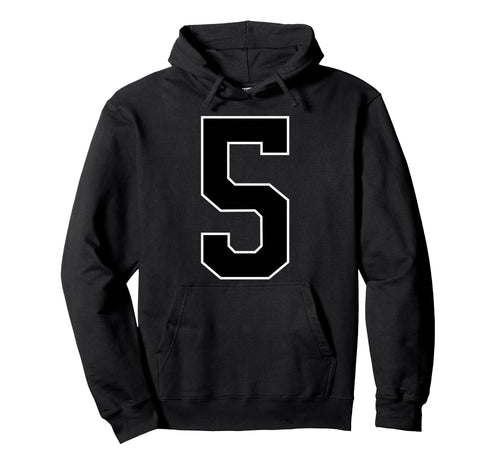 Black Sports Team Number 5 Fan Hoodie - Streetwear Style Unisex - T-Shirt, Sweatshirt, Hoodie