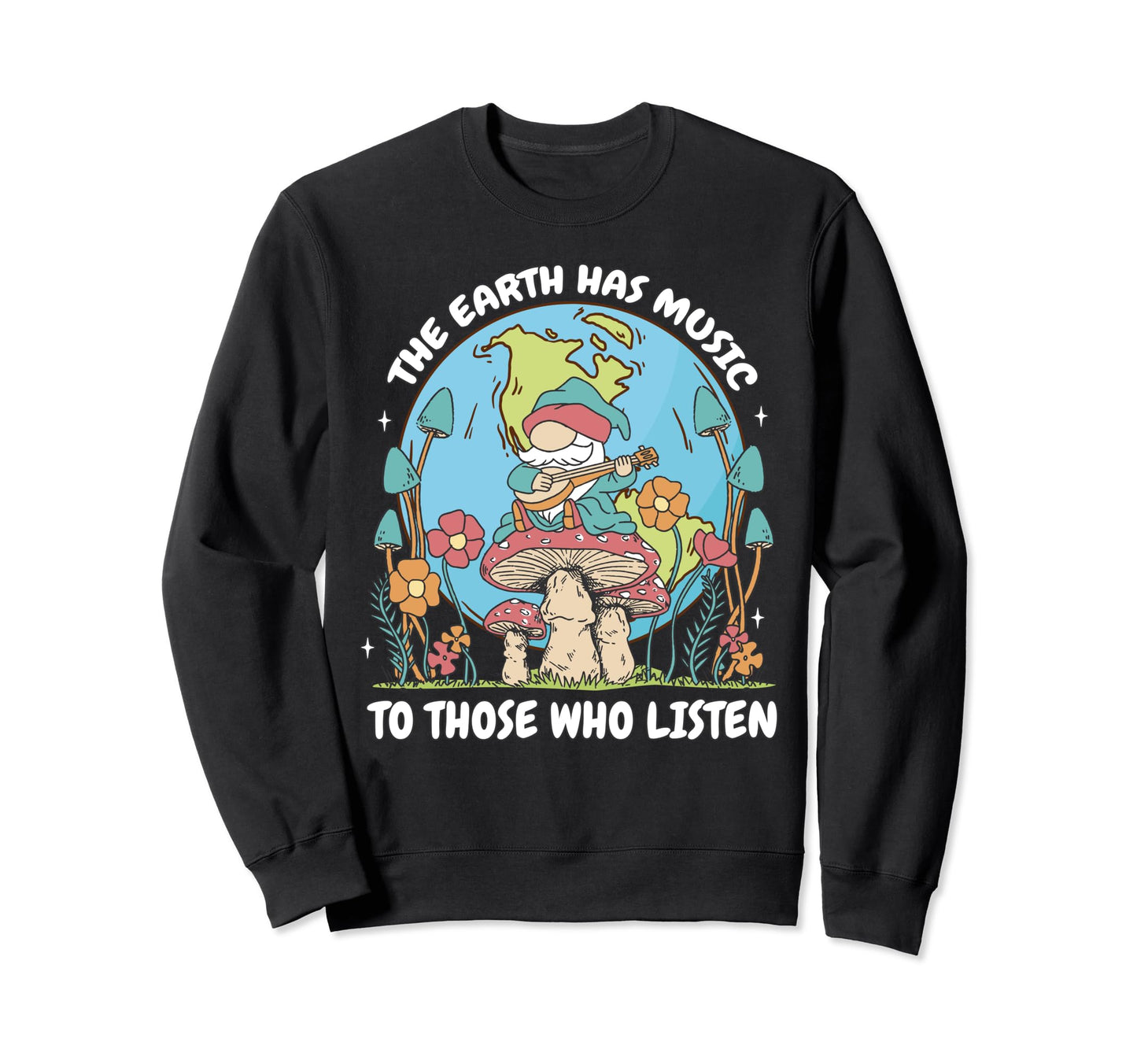 Hippie Gnome Mushrooms 70S Groovy Sweatshirt - Minimalist Print for Adults - T-Shirt, Sweatshirt, Hoodie