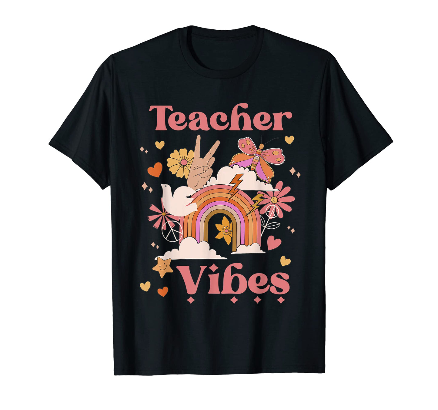 Teacher Vibes School Groovy Boho T-Shirt - Casual Everyday Wear Men Women - T-Shirt, Sweatshirt, Hoodie