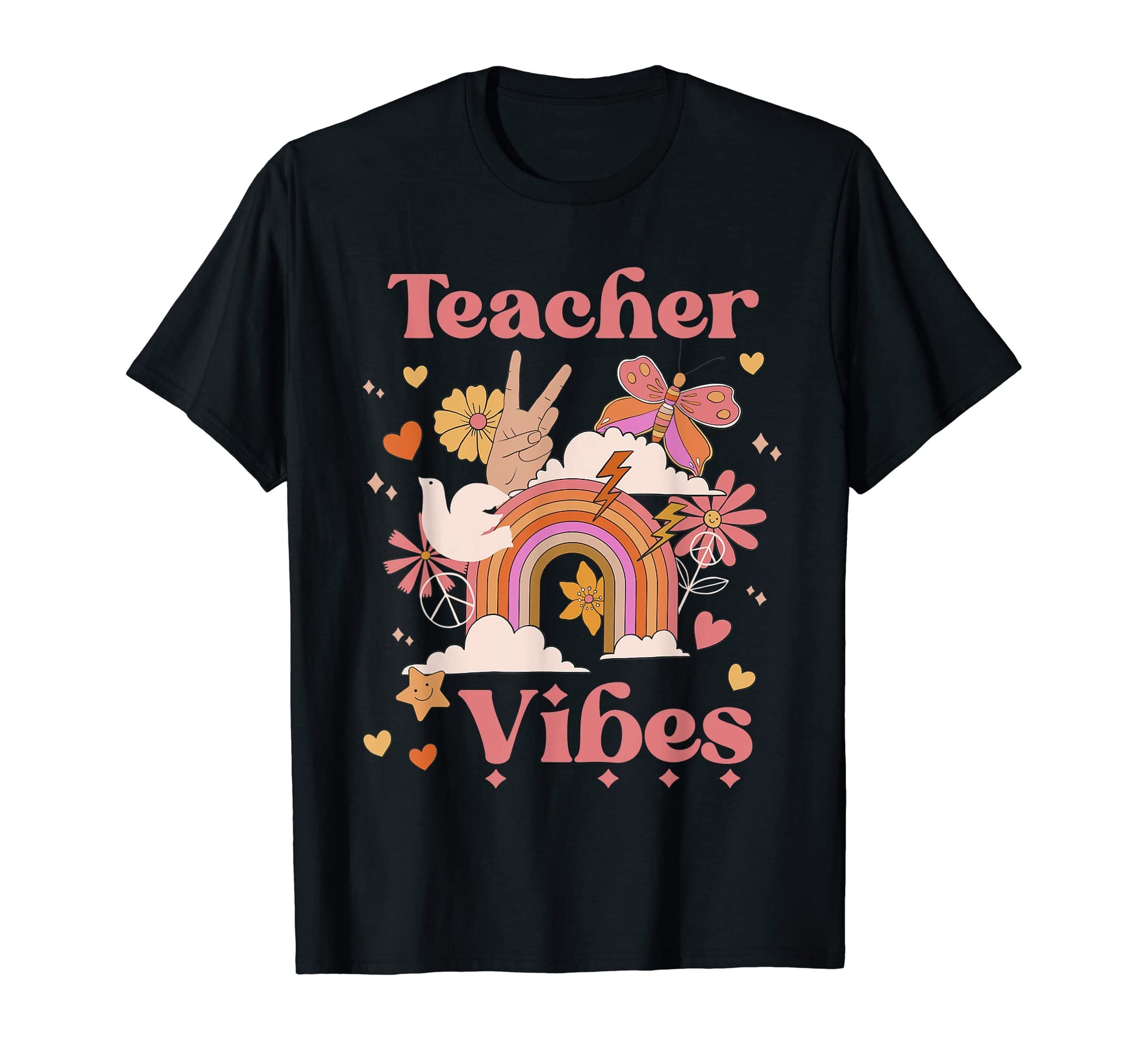 Teacher Vibes School Groovy Boho T-Shirt - Casual Everyday Wear Men Women - T-Shirt, Sweatshirt, Hoodie