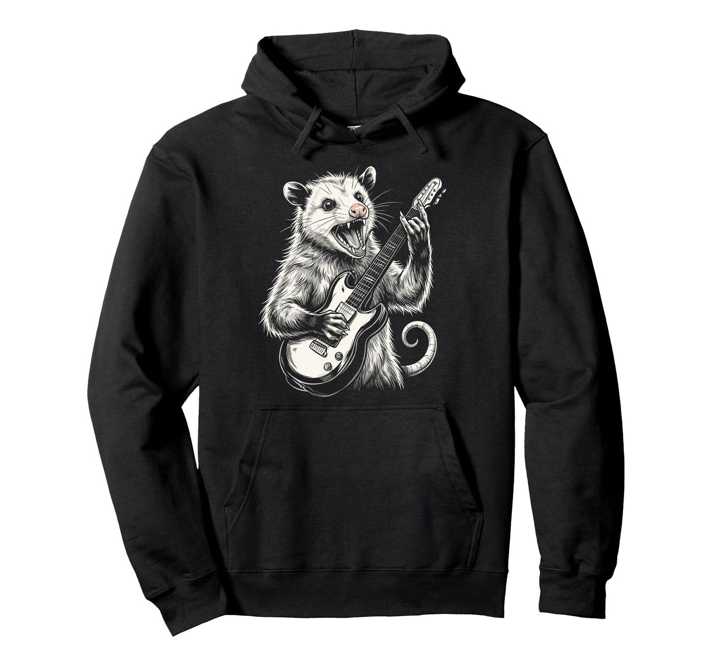 Funny Opossum Playing Guitar Heavy Hoodie - Casual Everyday Wear Men Women - T-Shirt, Sweatshirt, Hoodie