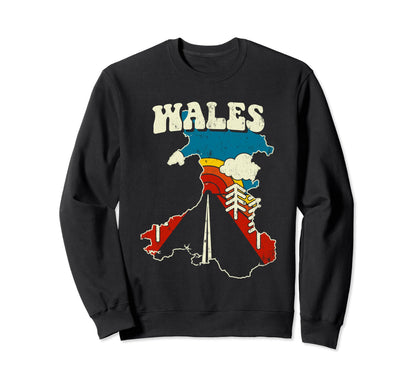 Wales Welsh Country Rainbow 70S Map Sweatshirt - Minimalist Print Men Women - T-Shirt, Sweatshirt, Hoodie