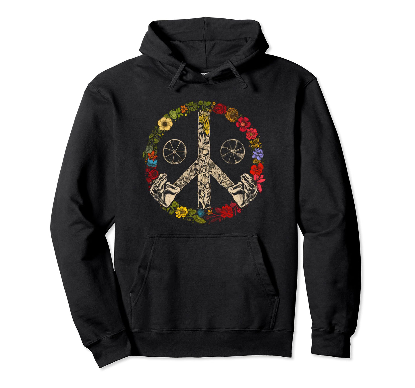 Peace Sign 60S 70S Hippie Boho 5 Hoodie - Trendy Graphic for Adults - T-Shirt, Sweatshirt, Hoodie