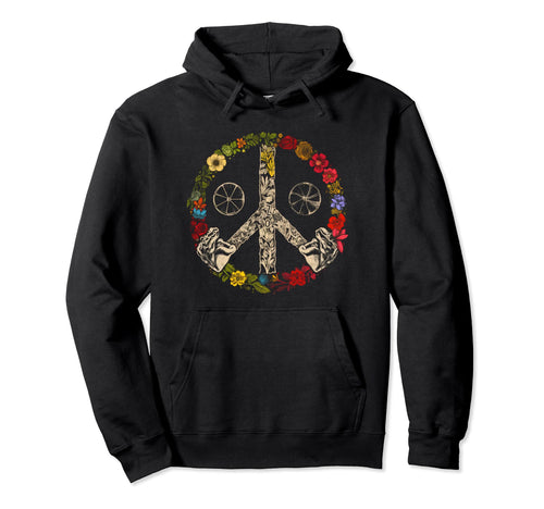 Peace Sign 60S 70S Hippie Boho 5 Hoodie - Trendy Graphic for Adults - T-Shirt, Sweatshirt, Hoodie