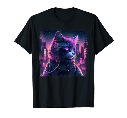 Japanese Aesthetic Synthwave Cat T-Shirt - Novelty Apparel Men Women - T-Shirt, Sweatshirt, Hoodie