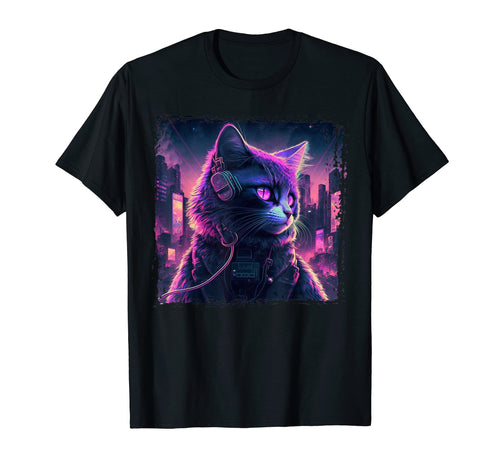 Japanese Aesthetic Synthwave Cat T-Shirt - Novelty Apparel Men Women - T-Shirt, Sweatshirt, Hoodie