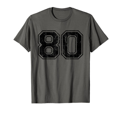 Number 80 Varsity Distressed Sport Team T-Shirt - Unique Graphic Men Women - T-Shirt, Sweatshirt, Hoodie
