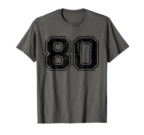 Number 80 Varsity Distressed Sport Team T-Shirt - Unique Graphic Men Women - T-Shirt, Sweatshirt, Hoodie