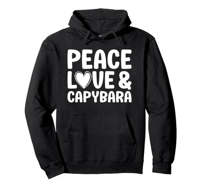 Capybara Lover Funny Peace Love And Capybara Hoodie - Unique Graphic Unisex - T-Shirt, Sweatshirt, Hoodie