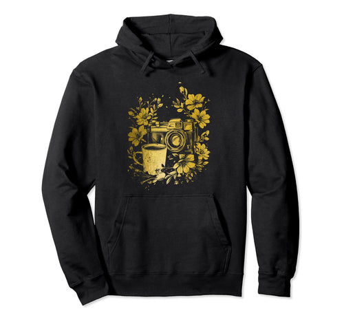 Photographer Coffee Camera Flowers Hoodie - Graphic Print for Adults - T-Shirt, Sweatshirt, Hoodie