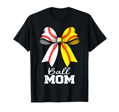 Ball Mom Baseball Softball Mom Coquette T-Shirt - Novelty Apparel Unisex - T-Shirt, Sweatshirt, Hoodie