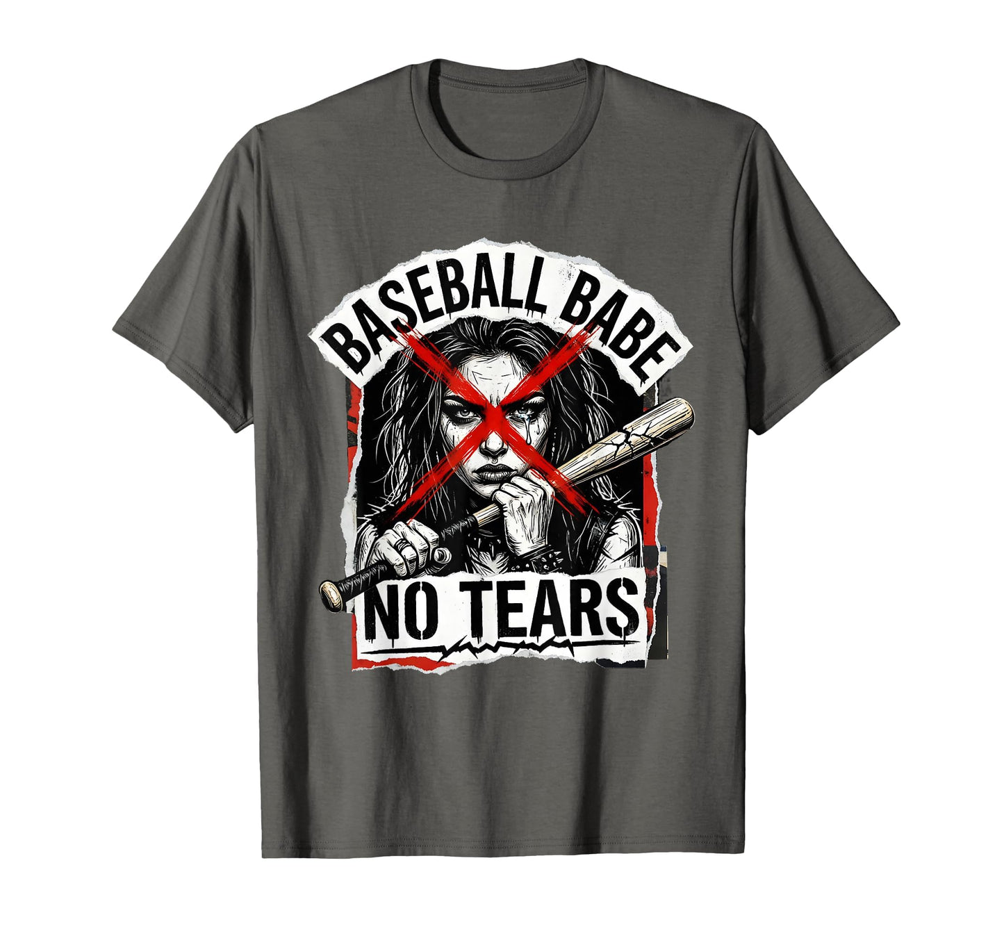 Baseball Babe No Tears Womens T-Shirt - Custom Art Print for Adults - T-Shirt, Sweatshirt, Hoodie