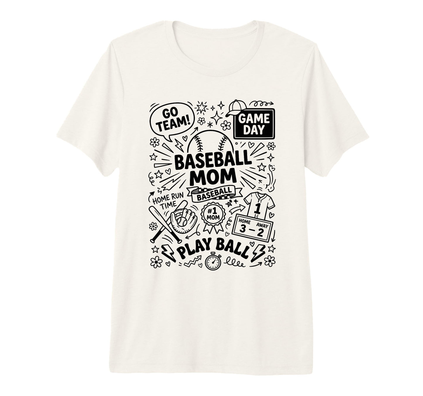 Sports Mom Baseball Fan Doodles Art Tri T-Shirt - Trendy Graphic Men Women - T-Shirt, Sweatshirt, Hoodie