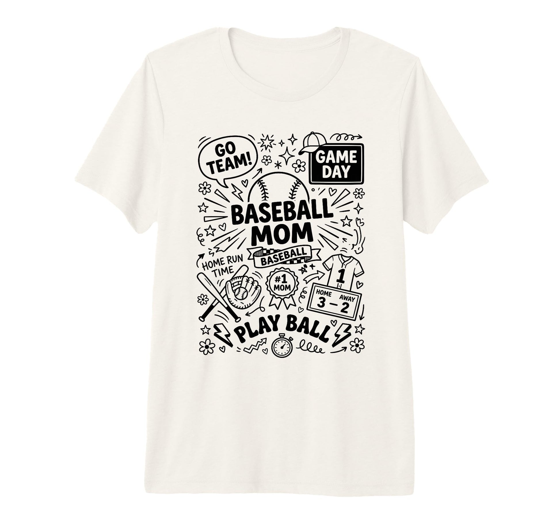 Sports Mom Baseball Fan Doodles Art Tri T-Shirt - Trendy Graphic Men Women - T-Shirt, Sweatshirt, Hoodie