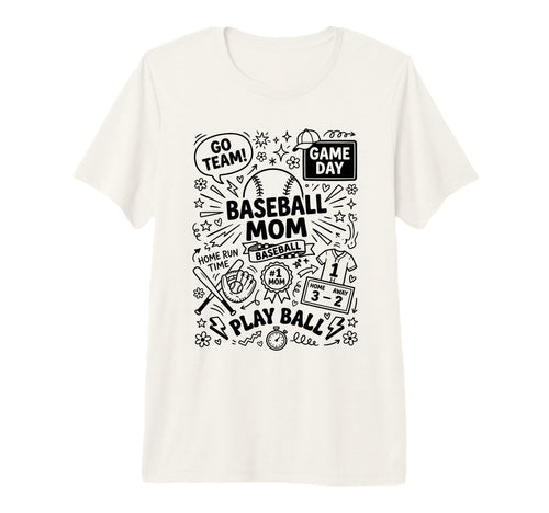 Sports Mom Baseball Fan Doodles Art Tri T-Shirt - Trendy Graphic Men Women - T-Shirt, Sweatshirt, Hoodie
