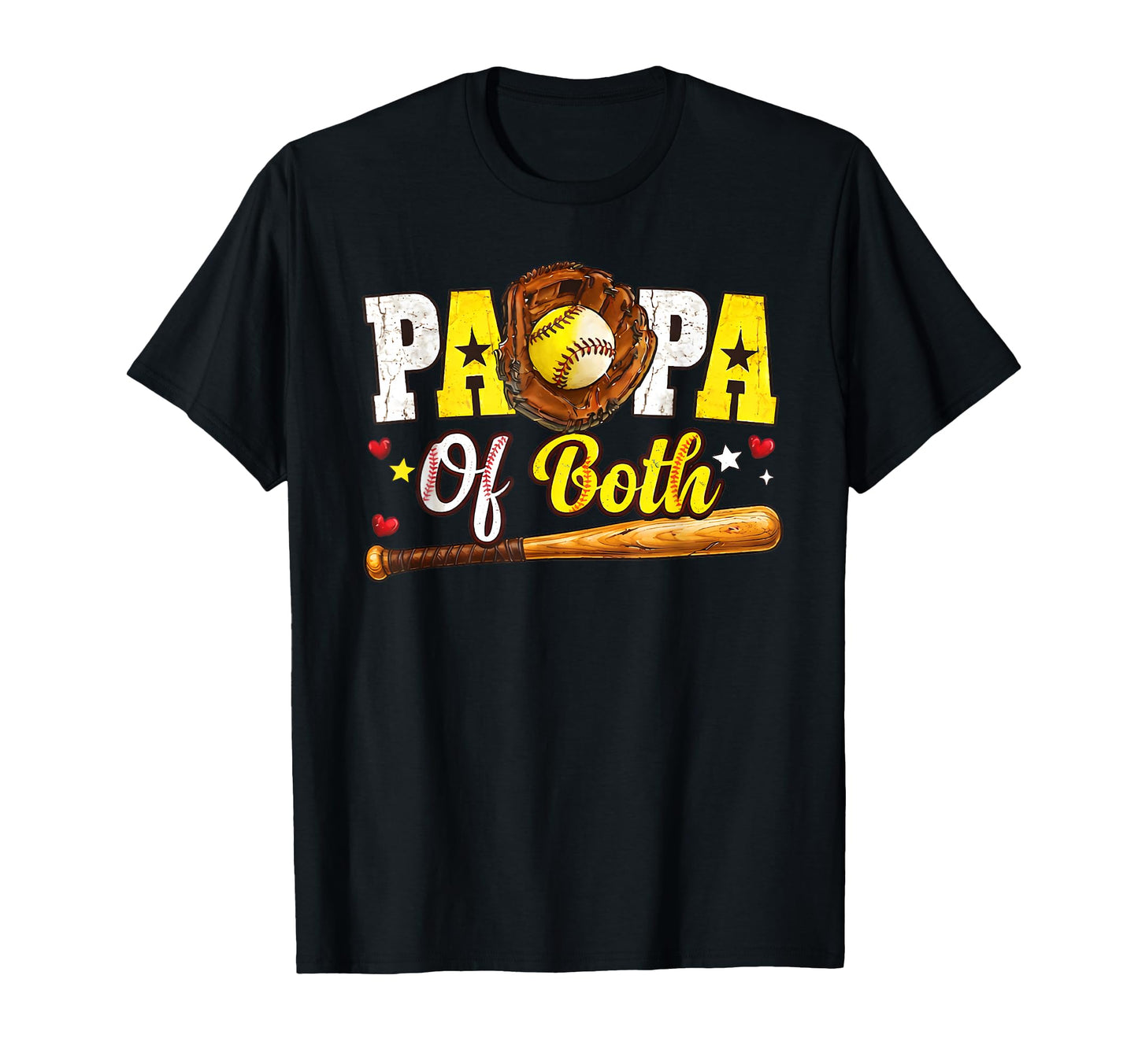 Papa Both Baseball Sooftball Dad Sports T-Shirt - Unique Graphic Men Women - T-Shirt, Sweatshirt, Hoodie