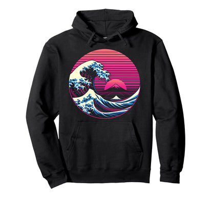 Great Wave Off Kanagawa Vaporwave Hoodie - Graphic Print for Adults - T-Shirt, Sweatshirt, Hoodie