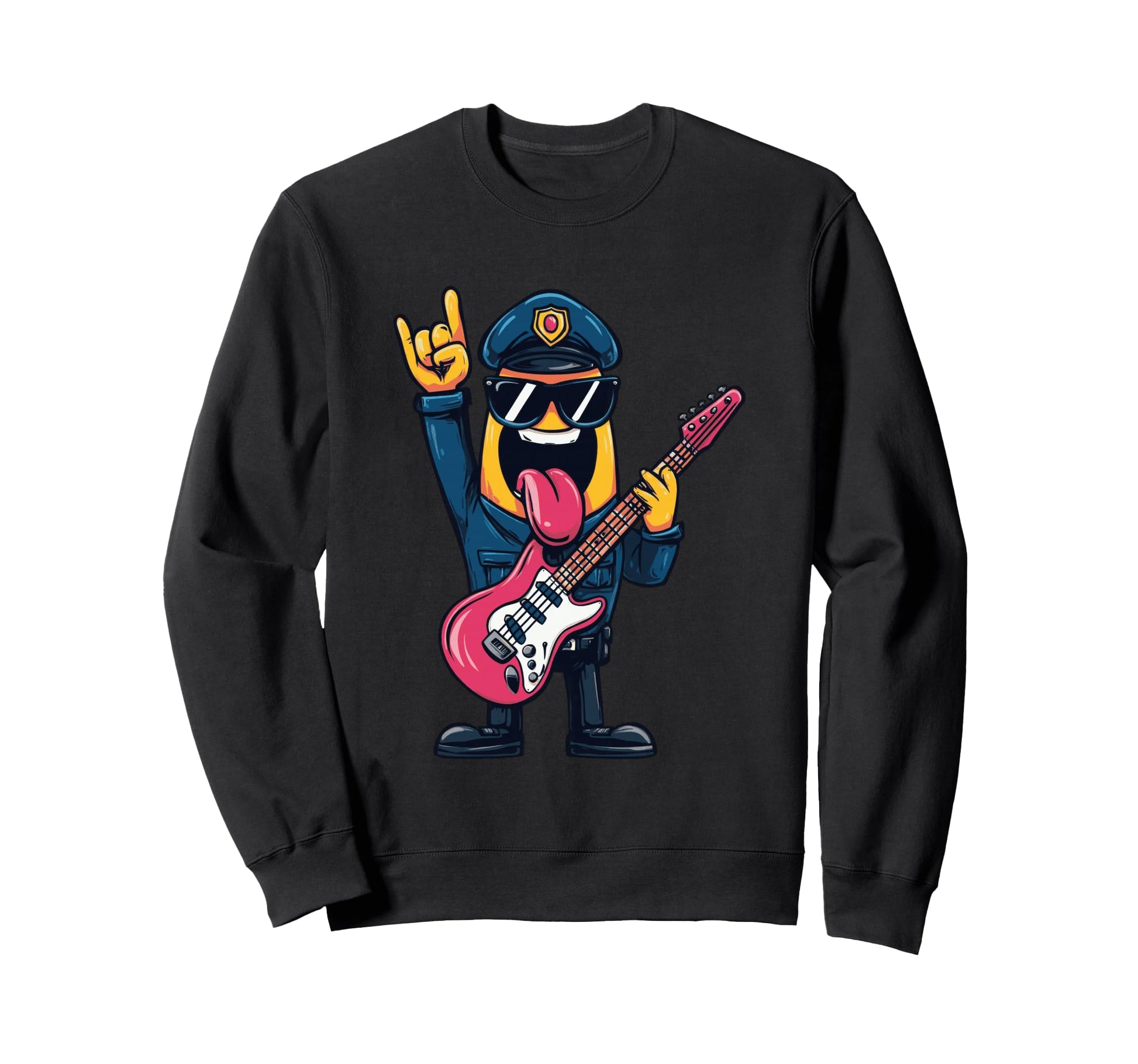 Funny Cartoon Banana Police Officer Rock Sweatshirt - Graphic Print Unisex - T-Shirt, Sweatshirt, Hoodie