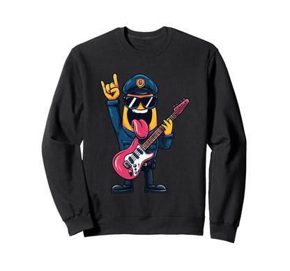 Funny Cartoon Banana Police Officer Rock Sweatshirt - Graphic Print Unisex - T-Shirt, Sweatshirt, Hoodie