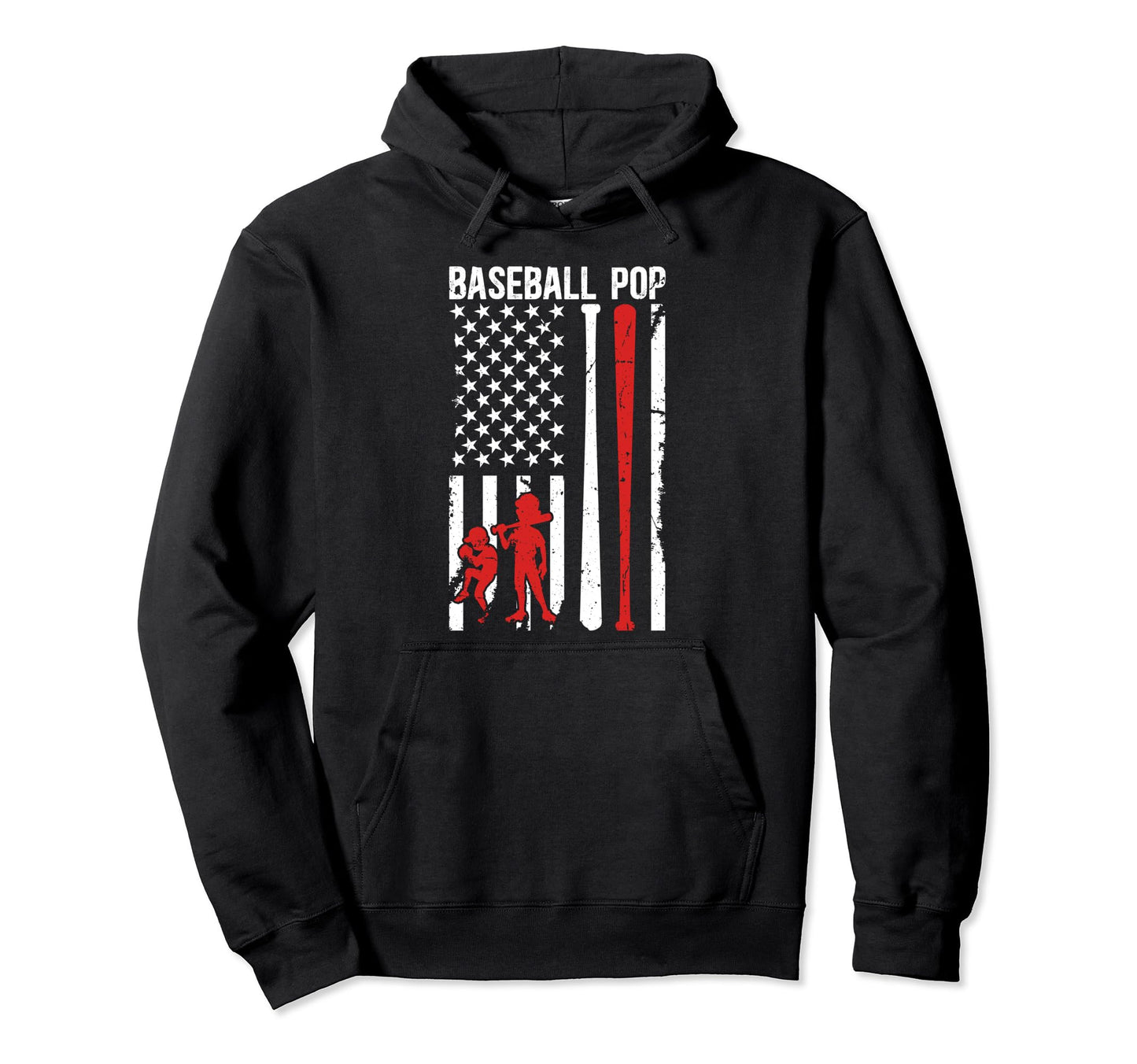 Baseball Pop Grandpa Us Flag Pop Baseball Hoodie - Trendy Graphic Unisex - T-Shirt, Sweatshirt, Hoodie