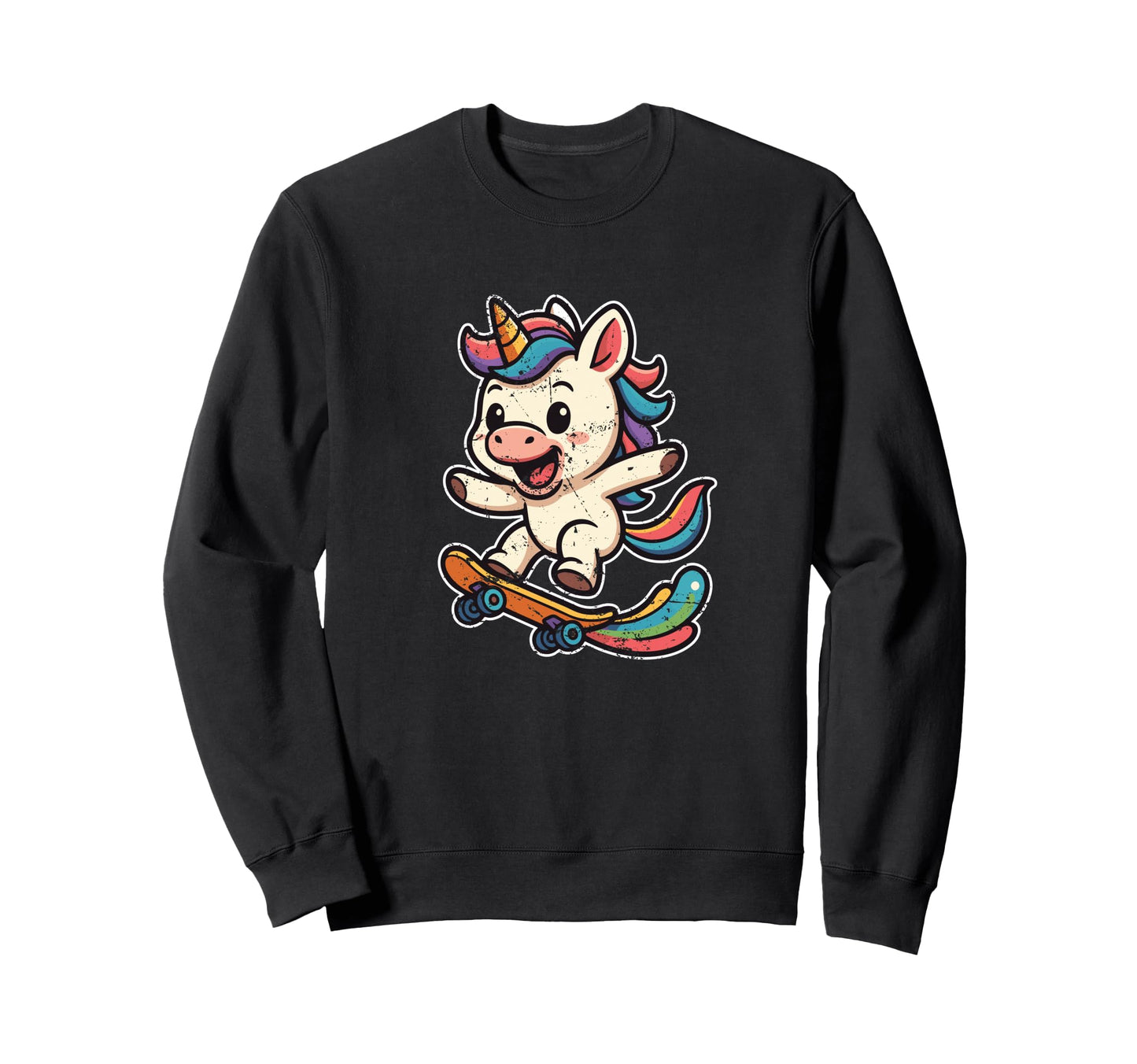 Unicorn Skater Rainbow Magic Fantasy T-Shirt - Graphic Print Unisex - T-Shirt, Sweatshirt, Hoodie