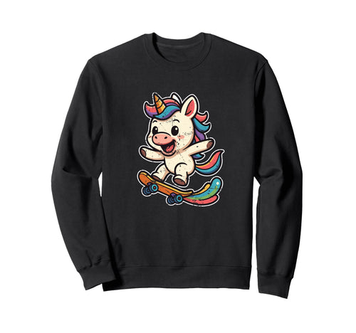Unicorn Skater Rainbow Magic Fantasy T-Shirt - Graphic Print Unisex - T-Shirt, Sweatshirt, Hoodie