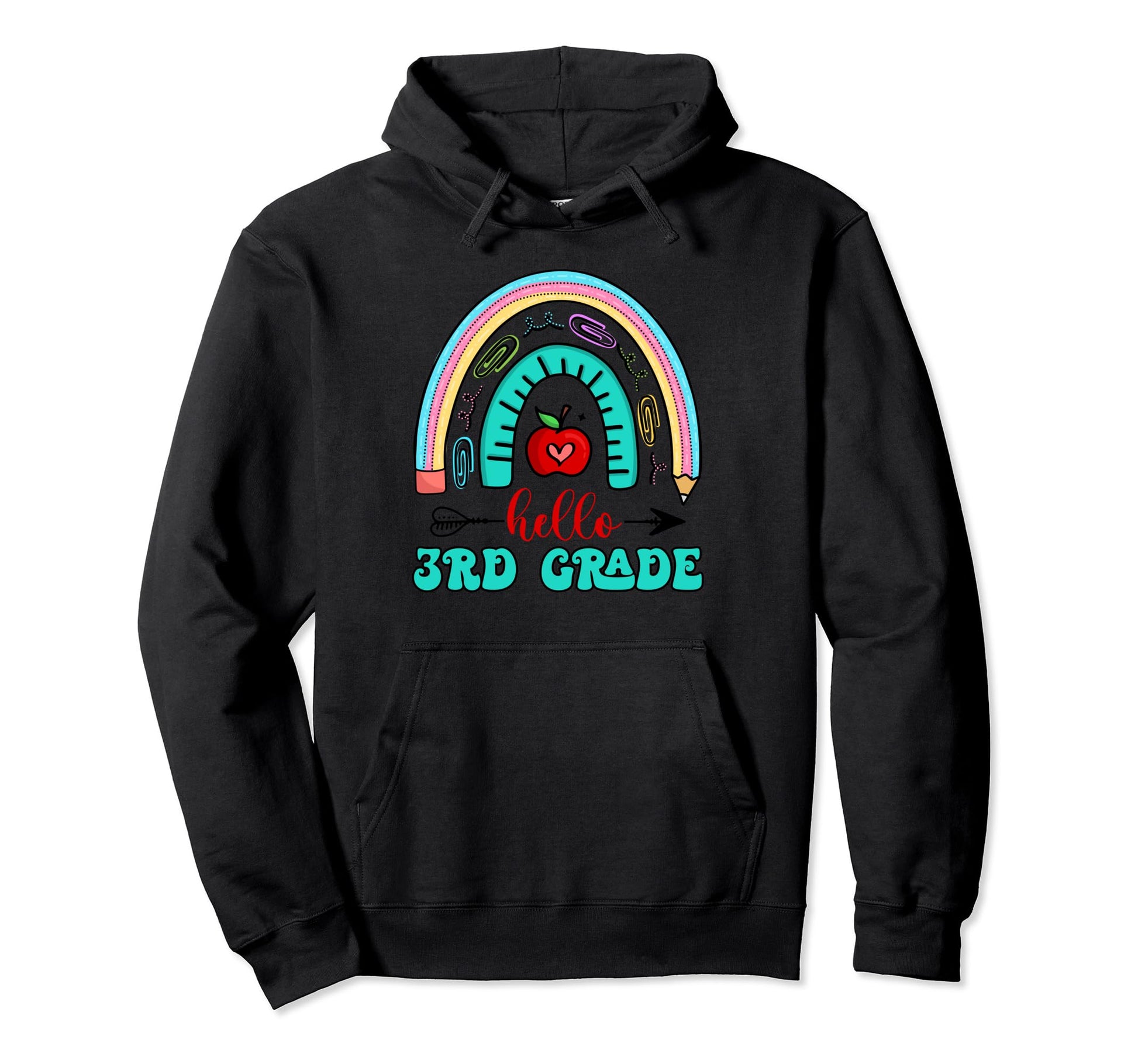 Hello 3Rd Grade Teacher Pencil Rainbow Hoodie - Novelty Apparel Men Women - T-Shirt, Sweatshirt, Hoodie