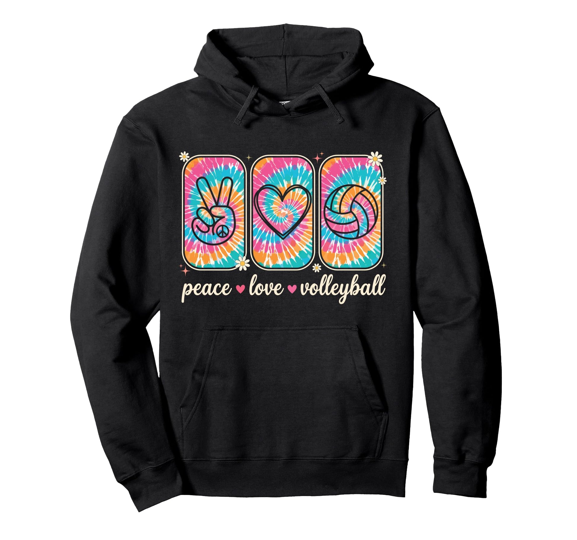 Peace Love Volleyball Funny Teen Hoodie - Minimalist Print Unisex - T-Shirt, Sweatshirt, Hoodie