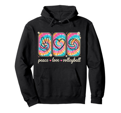 Peace Love Volleyball Funny Teen Hoodie - Minimalist Print Unisex - T-Shirt, Sweatshirt, Hoodie