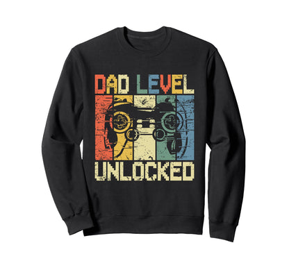 Dad Level Unlocked Gaming Sweatshirt - Aesthetic Graphic Men Women - T-Shirt, Sweatshirt, Hoodie