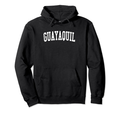 Guayaquil Ecuador Distressed White Varsity Hoodie - Novelty Apparel Unisex - T-Shirt, Sweatshirt, Hoodie