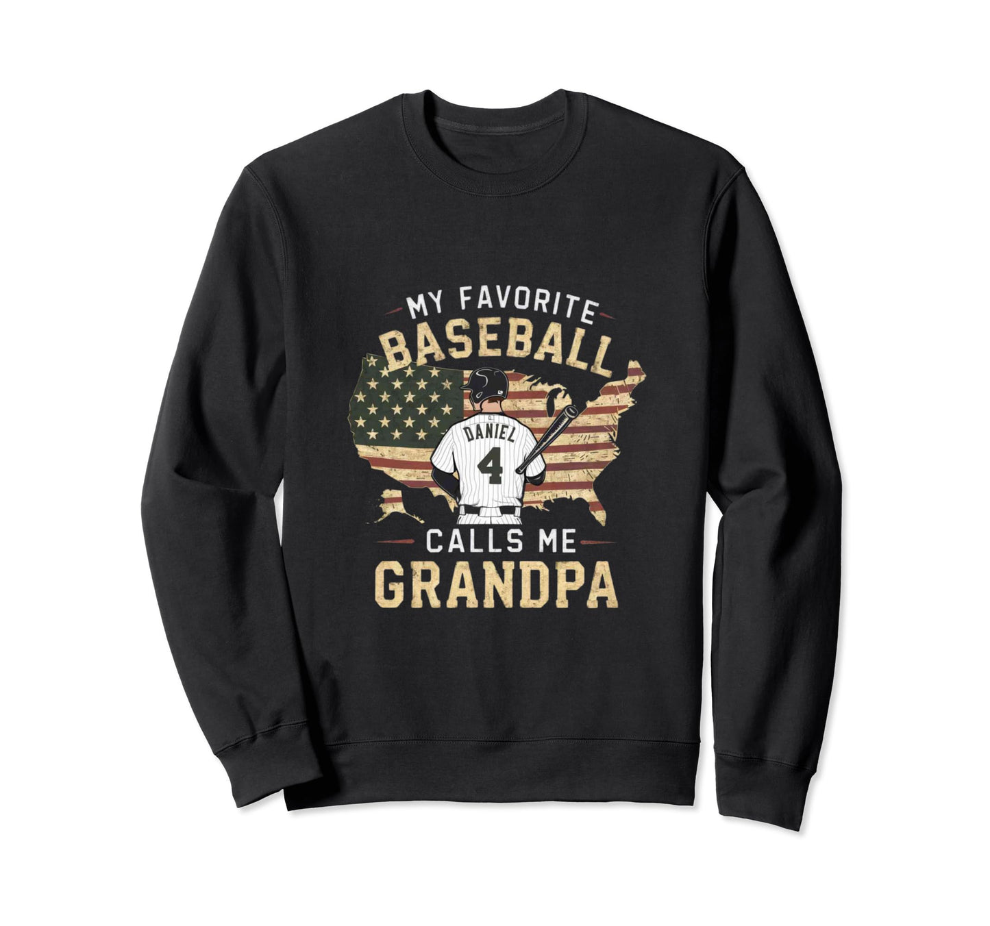 Baseball Grandpa Usa Favorite Player Sweatshirt - Graphic Print for Adults - T-Shirt, Sweatshirt, Hoodie