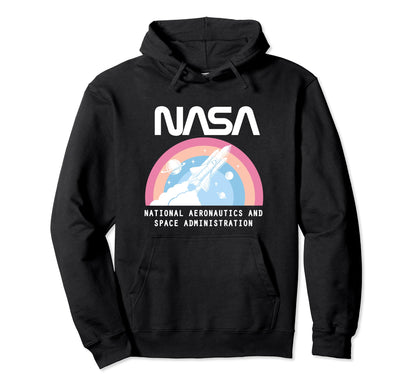Nasa Space Shuttle Pastel Rainbow Hoodie - Fun Novelty Design Unisex - T-Shirt, Sweatshirt, Hoodie