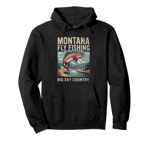 Montana Rainbow Trout Fly Fishing Hoodie - Graphic Print Men Women - T-Shirt, Sweatshirt, Hoodie