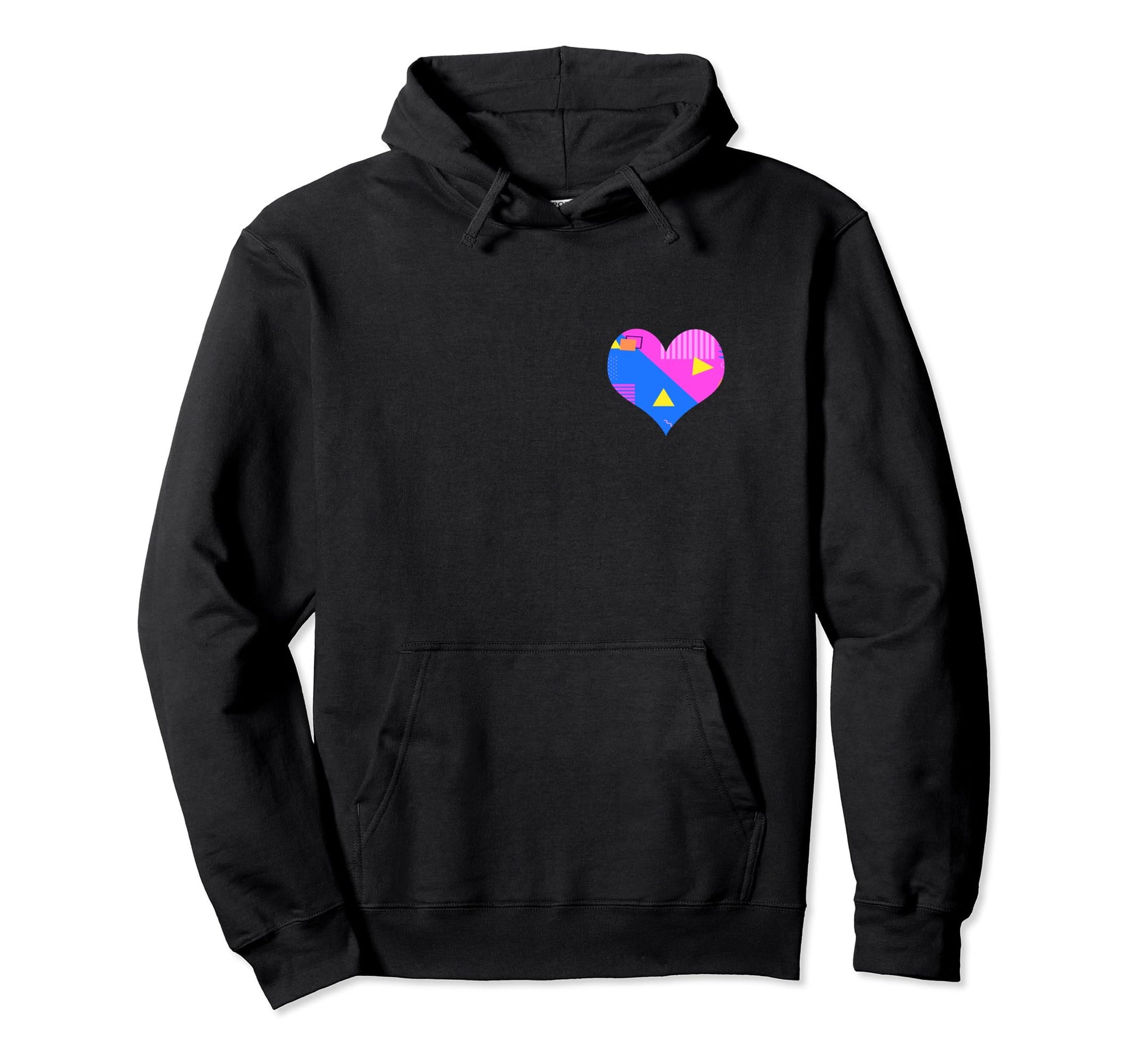 80S Vaporwave Eighties Heart Pocket Hoodie - Casual Everyday Wear Unisex - T-Shirt, Sweatshirt, Hoodie