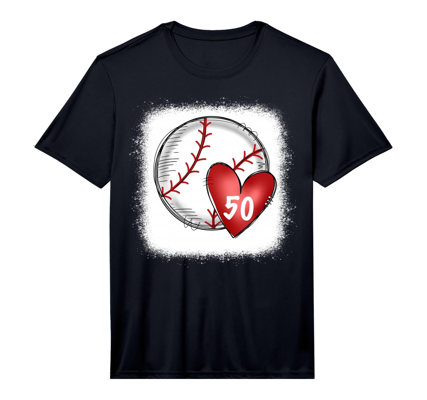 Womens Baseball Mom Number 50 Heart Mum T-Shirt - Minimalist Print Unisex - T-Shirt, Sweatshirt, Hoodie
