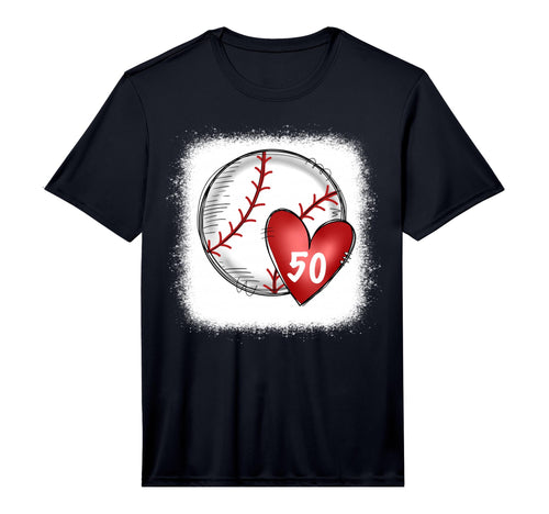 Womens Baseball Mom Number 50 Heart Mum T-Shirt - Minimalist Print Unisex - T-Shirt, Sweatshirt, Hoodie