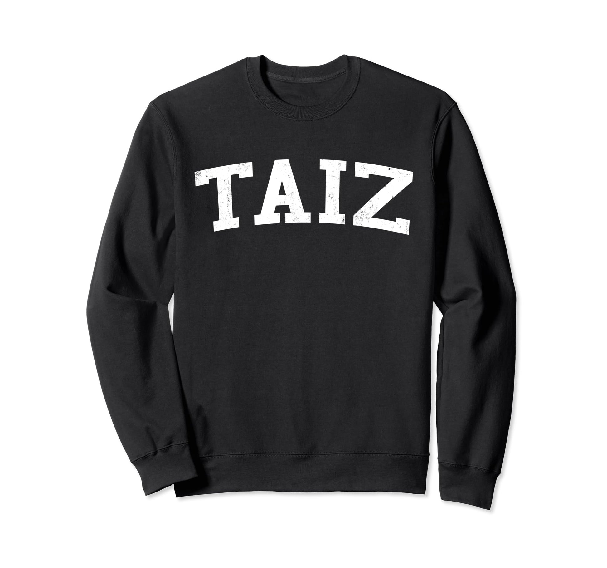 Taiz Yemen Distressed White Varsity Sweatshirt - Trendy Graphic for Adults - T-Shirt, Sweatshirt, Hoodie