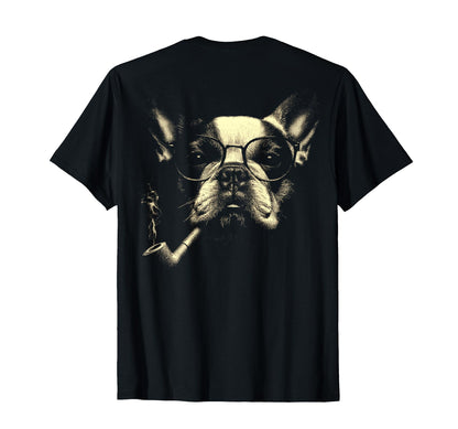 French Bulldog Glasses Smoking Pipe T-Shirt - Trendy Graphic for Adults - T-Shirt, Sweatshirt, Hoodie