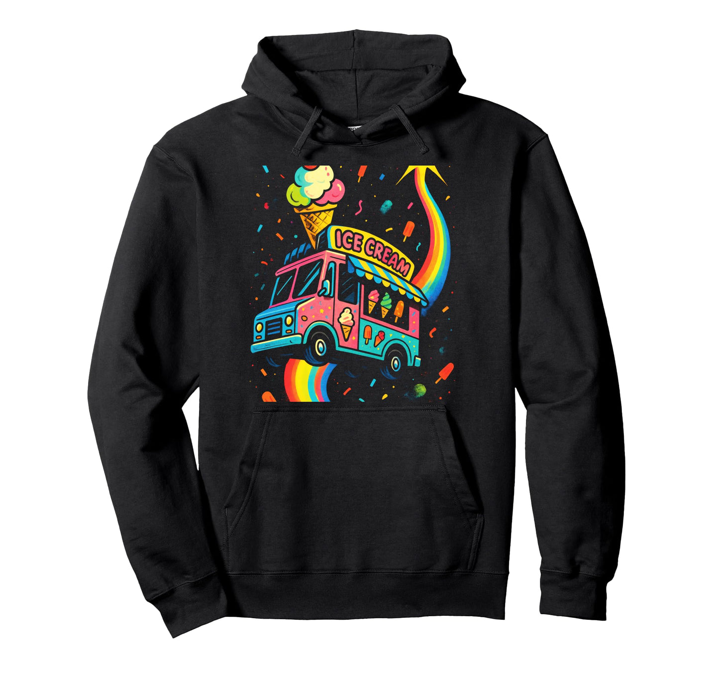 Ice Cream Ice Truck Rainbow Summer Hoodie - Streetwear Style Men Women - T-Shirt, Sweatshirt, Hoodie