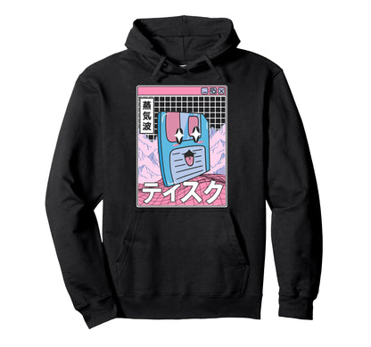 Happy Floppy Disk Digital Japan Otaku Hoodie - Custom Art Print Men Women - T-Shirt, Sweatshirt, Hoodie