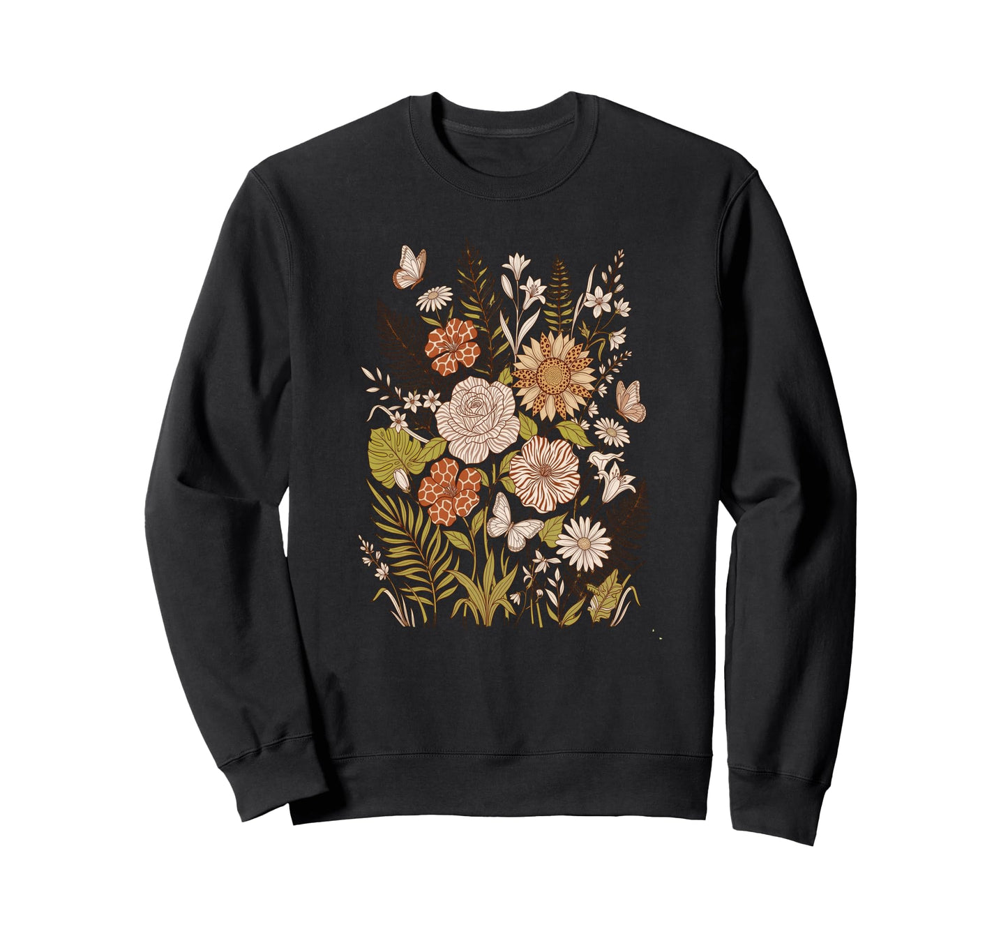 Floral Animal Butterfly Boho Sweatshirt - Custom Art Print Men Women - T-Shirt, Sweatshirt, Hoodie