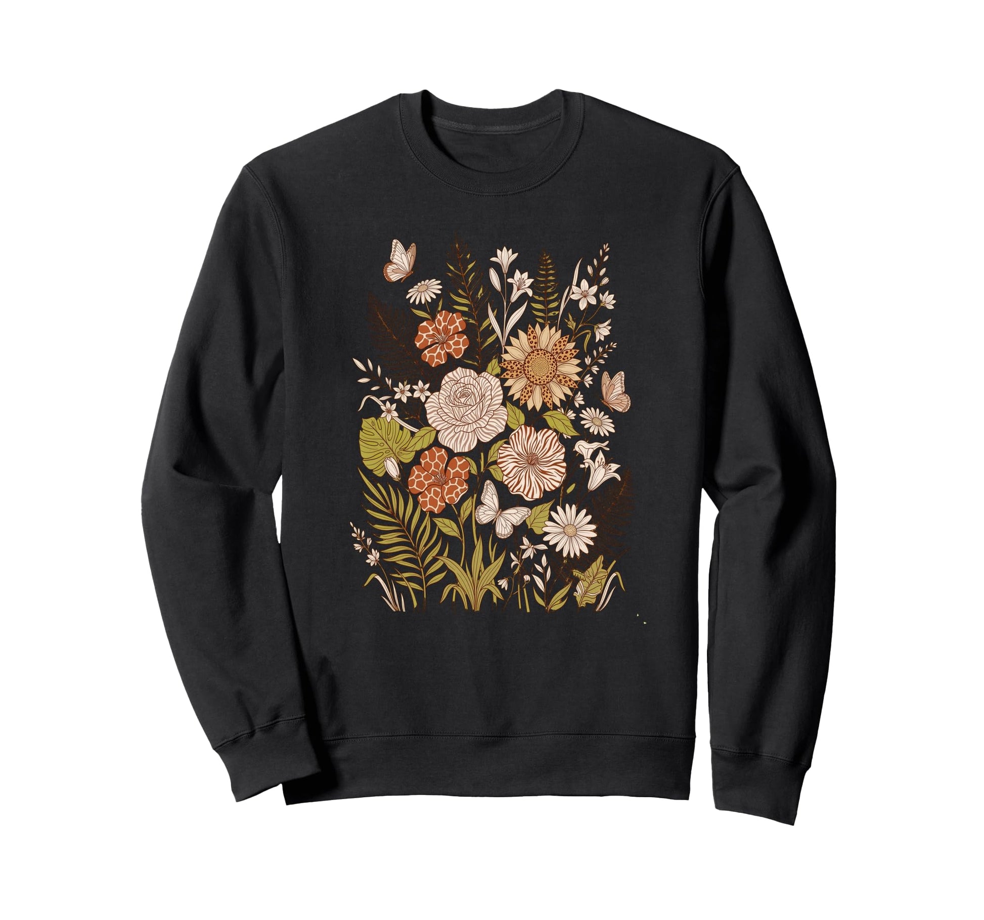 Floral Animal Butterfly Boho Sweatshirt - Custom Art Print Men Women - T-Shirt, Sweatshirt, Hoodie